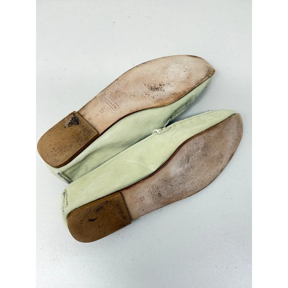 Coach Evalyn Pale Green Genuine Leather Suede Loafers Driving Moccasins 9.5